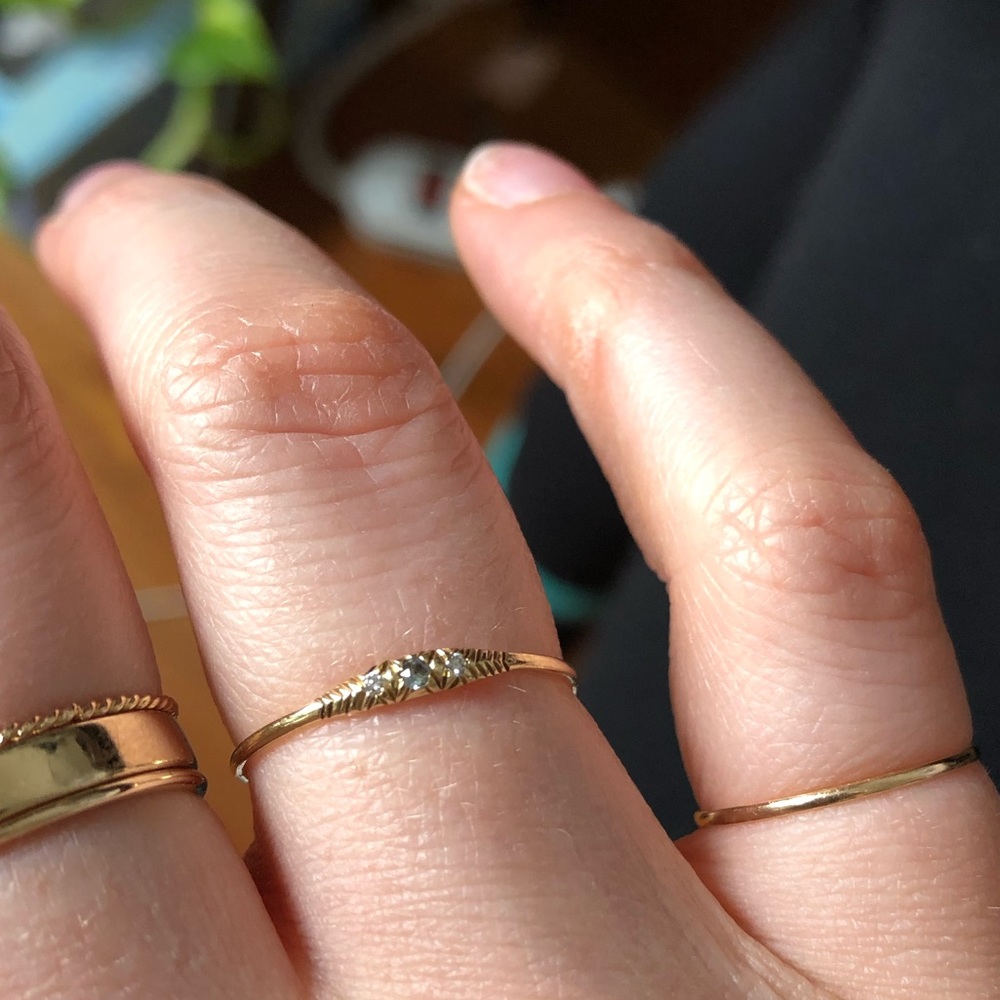 14k gold sapphire and diamond ochre objects ring